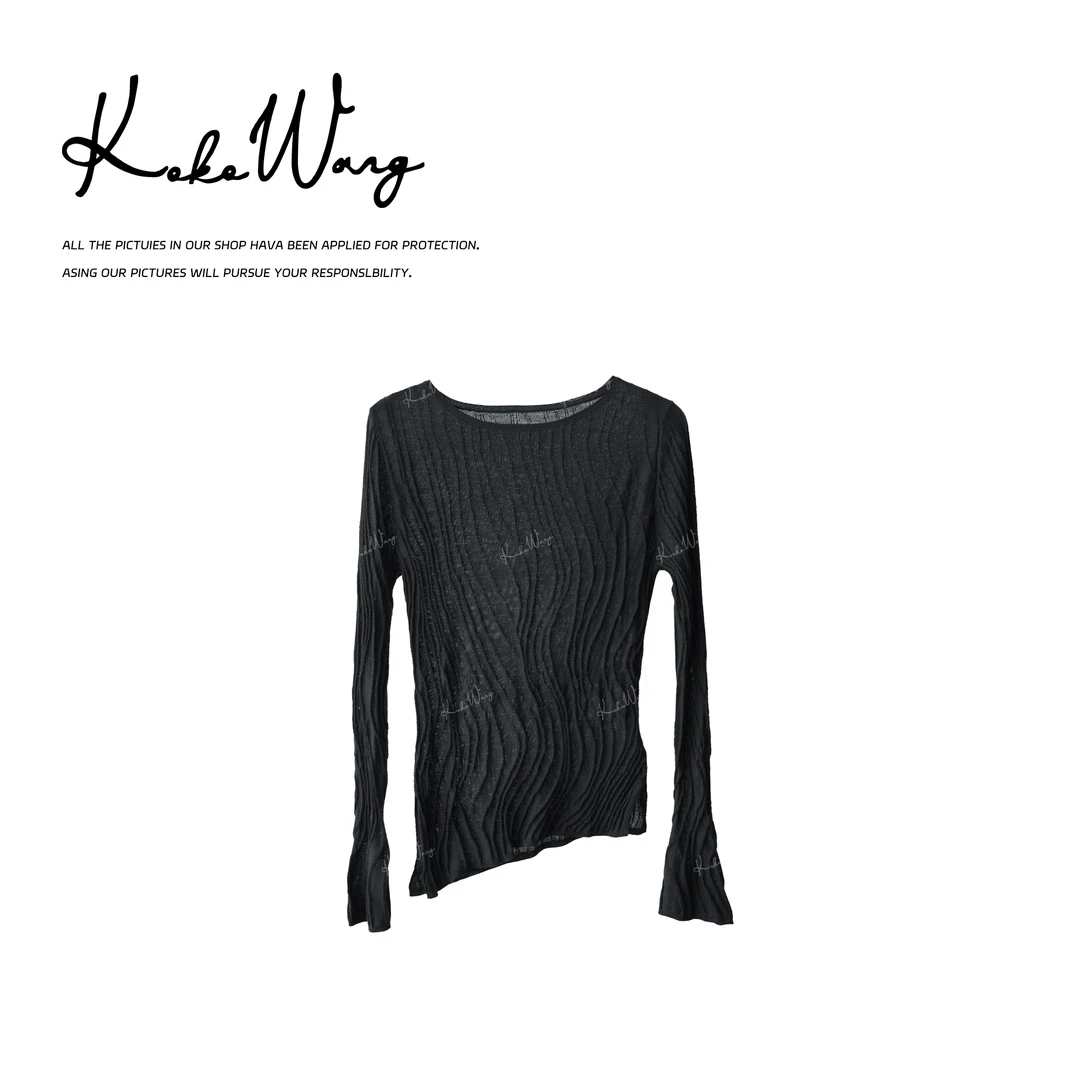 KOKO WANG气质修身60支100精仿羊毛面膜显瘦针织衫N6815H02Z04