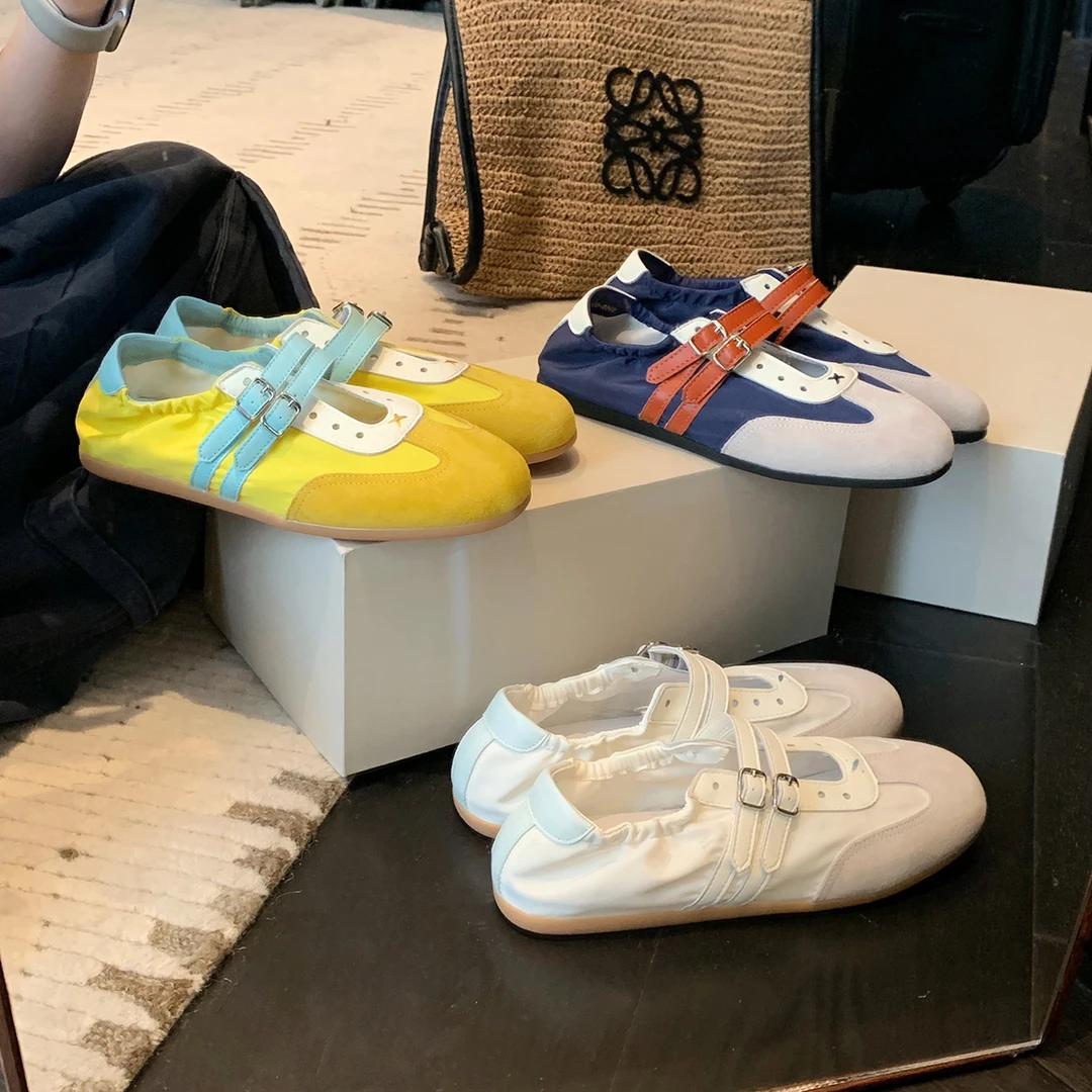 葡萄妈studiolee 芭蕾风双扣带软底软面透气浅口德训阿甘鞋女春夏