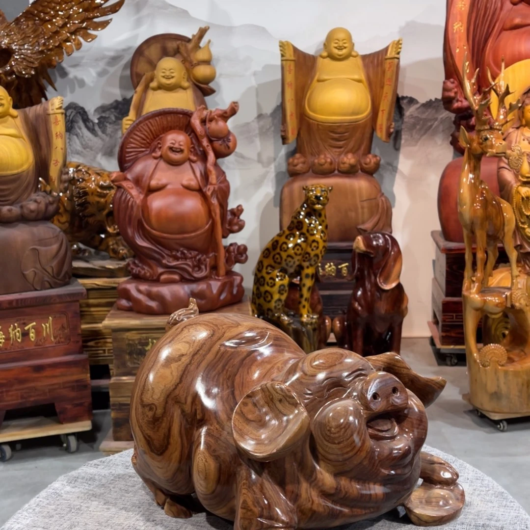 许***量香樟木香樟木手工雕刻福猪