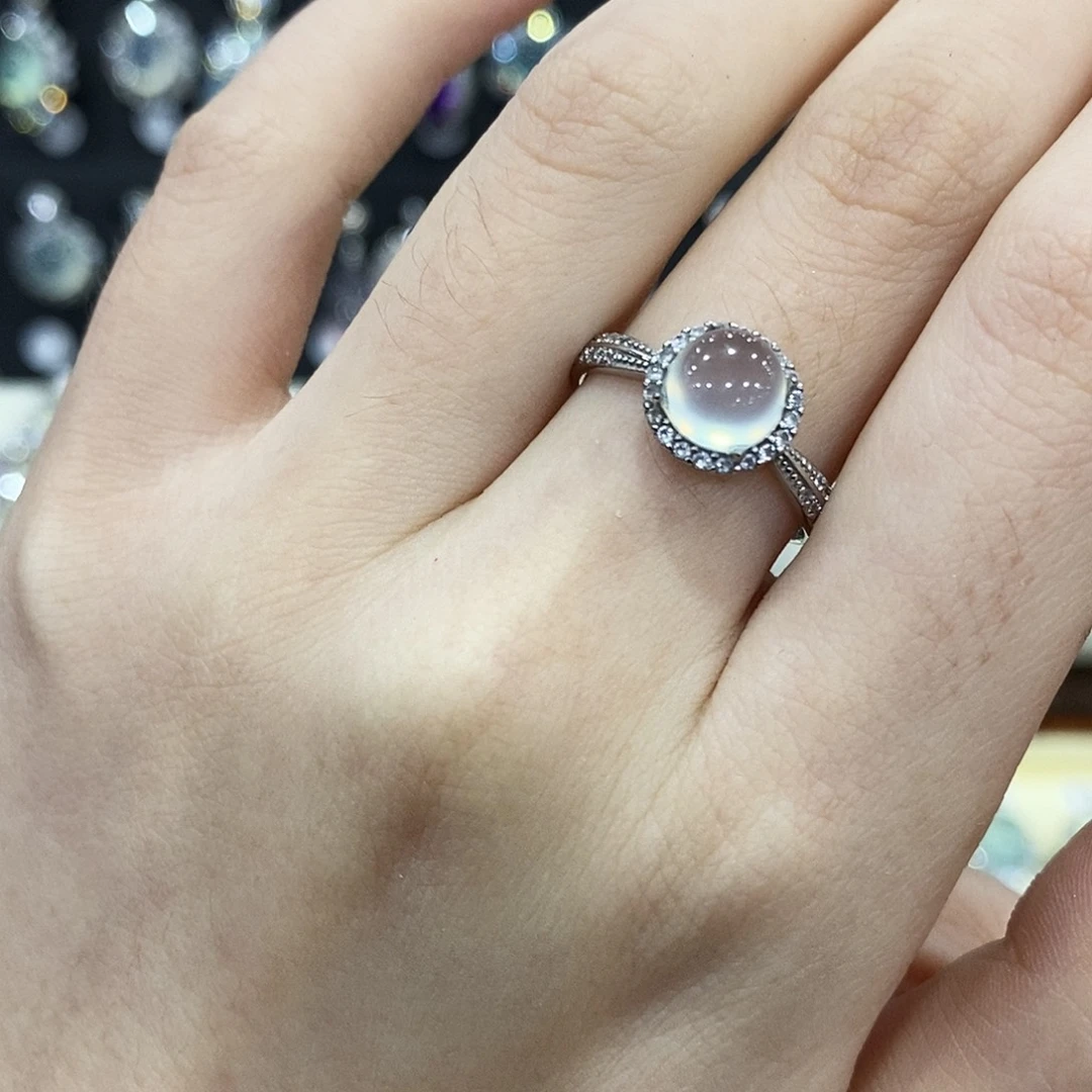 蛇纹石玉银S925镶嵌戒指