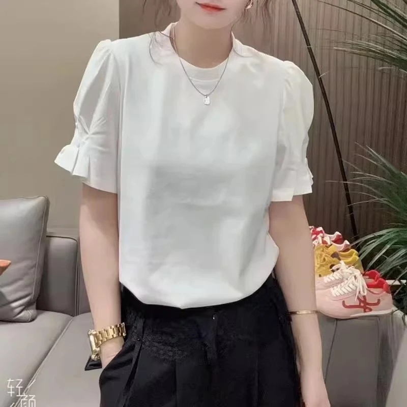 短袖T恤女2025夏季新款韩版休闲时尚设计感通勤百搭圆领女装上衣