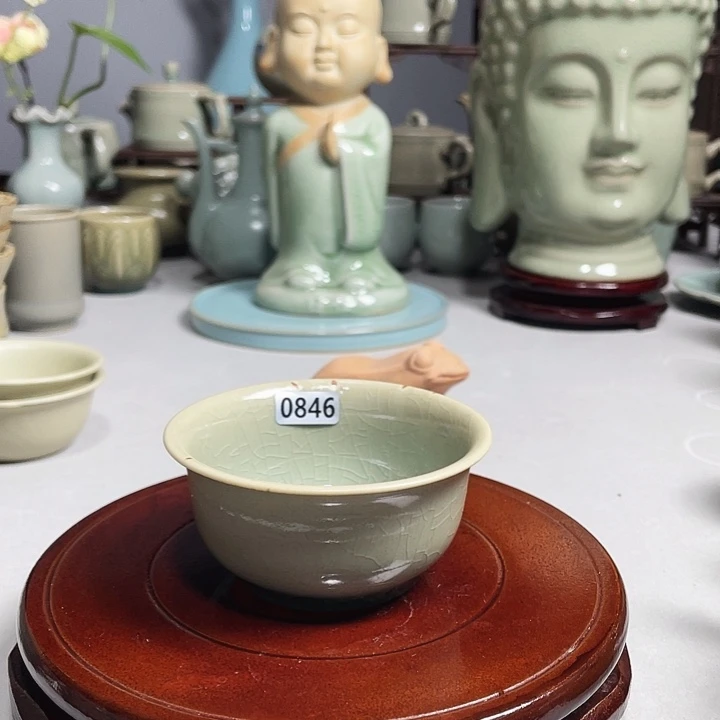 0846柴烧汝瓷压手杯微瑕