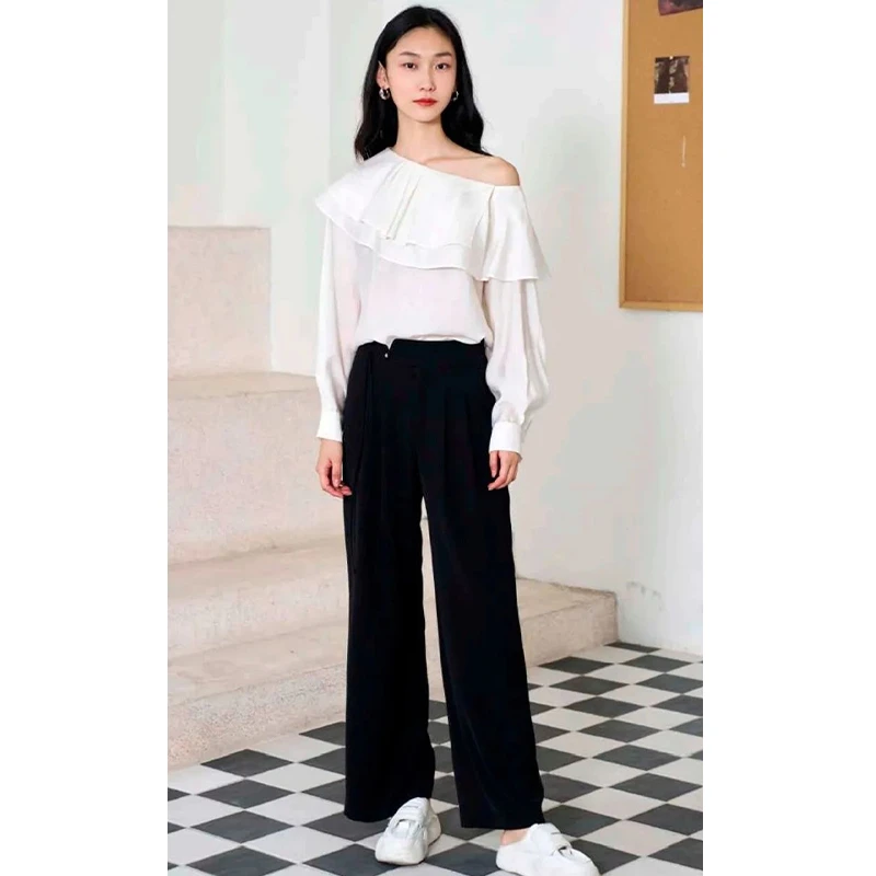 【TA】女人味气质纯色优雅小衫2025春季新款撤柜女装