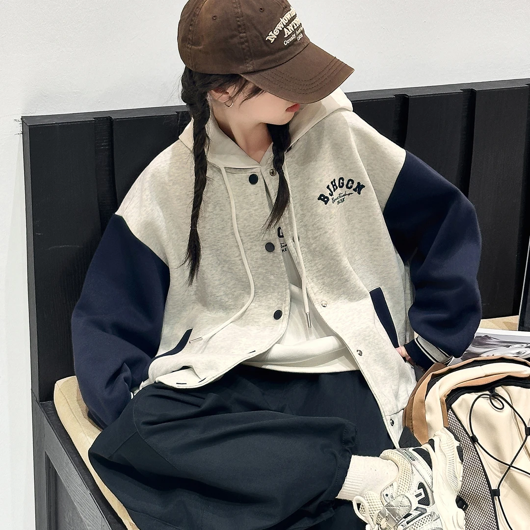 外套儿童秋装大童女童棒球服洋气韩版款宽松中大童百搭小女孩衣服