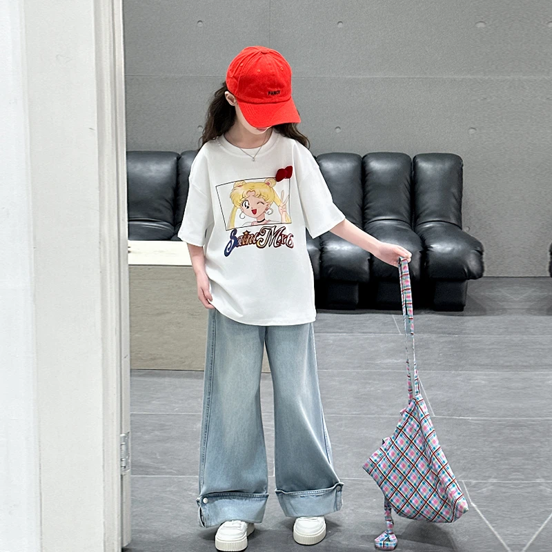 女童短袖T恤2025夏装新款大童韩版卡通印花百搭上衣女孩夏季体恤