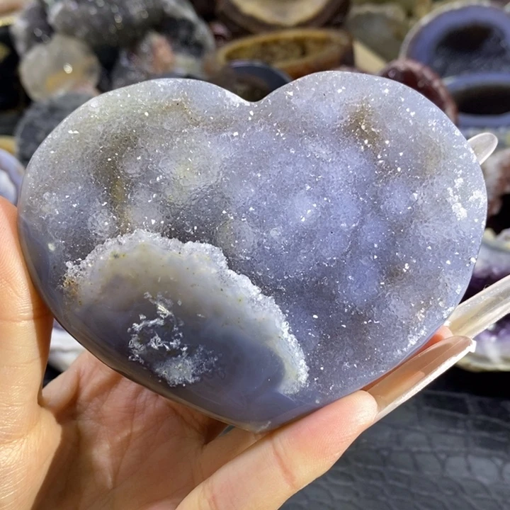 未镶嵌珠宝半成品水晶蓝啵啵爱心