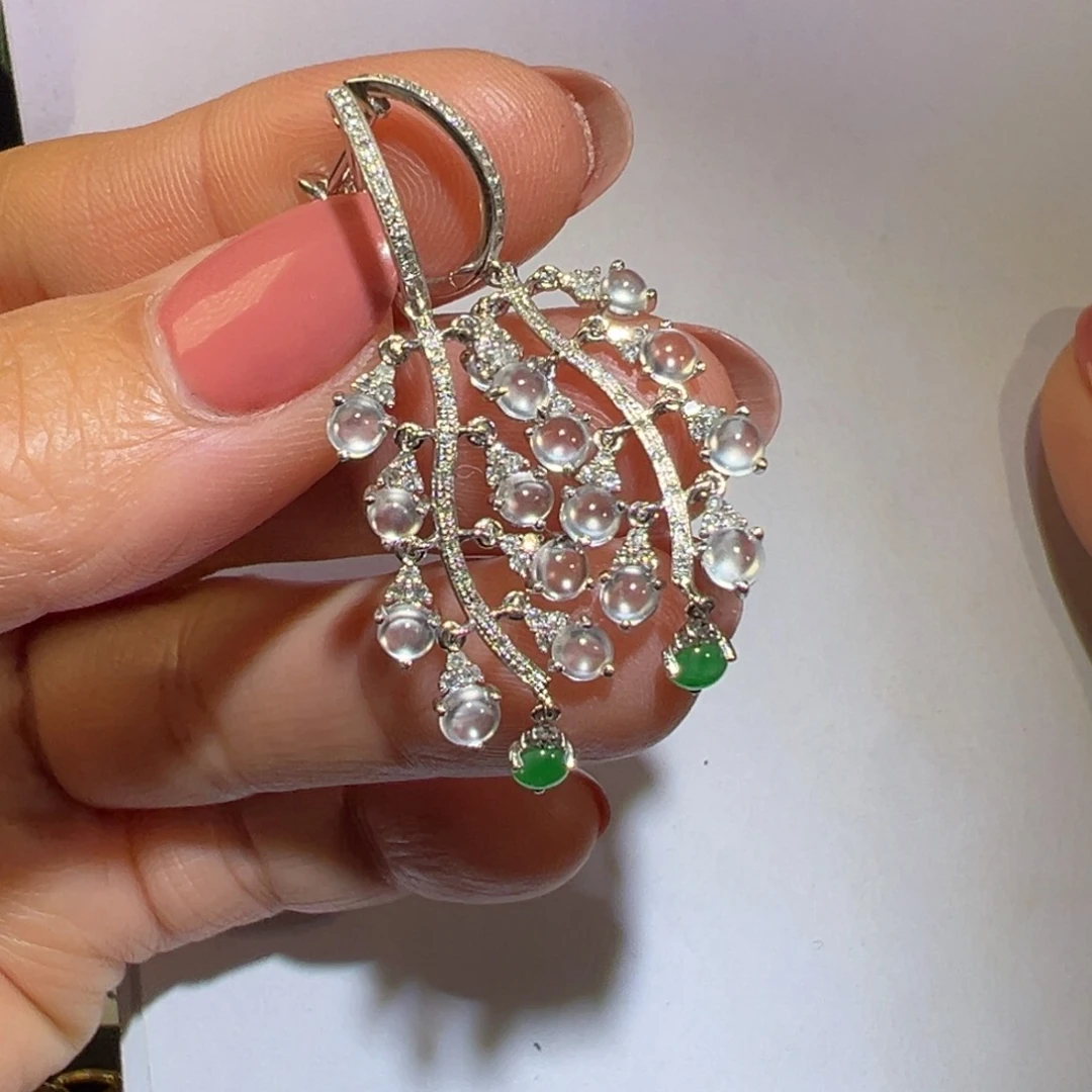 翡翠颈饰18K金镶嵌耳环