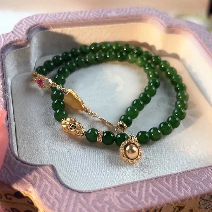 手串银S925镶嵌和田玉