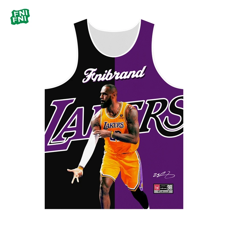 FNI绿标系列（湖人詹姆斯）美式篮球运动透气网眼背心夏男女热转印