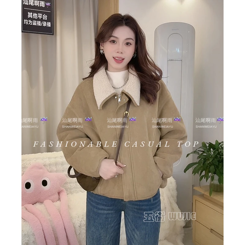 独特超好看冬仿羊羔毛外套女2025新款爆款今年流行的加绒加厚上衣