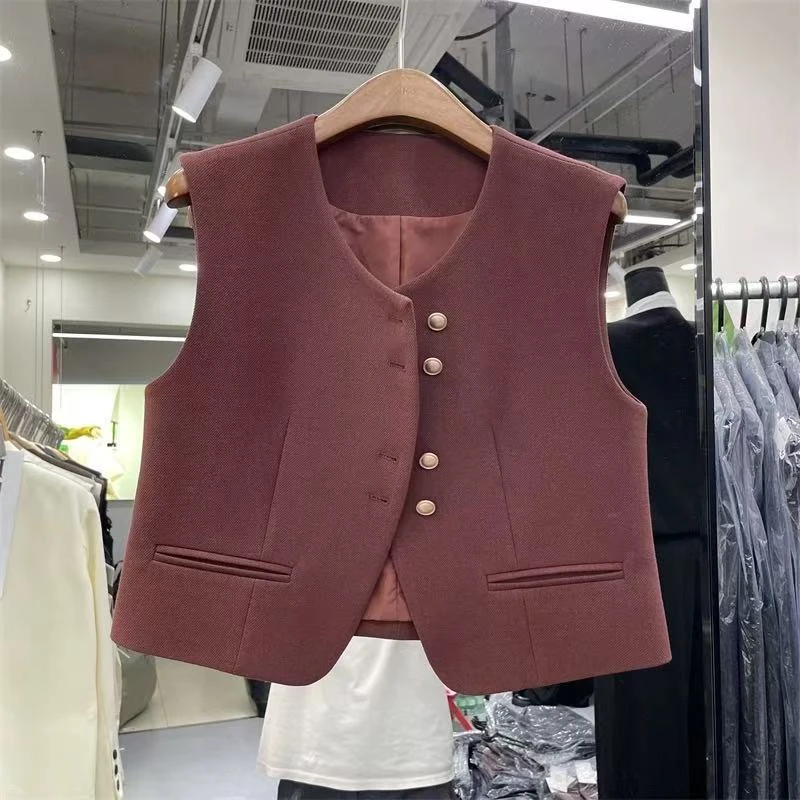 小鑫肝@现货浮力重工复古圆领单排扣休闲百搭马甲 6952