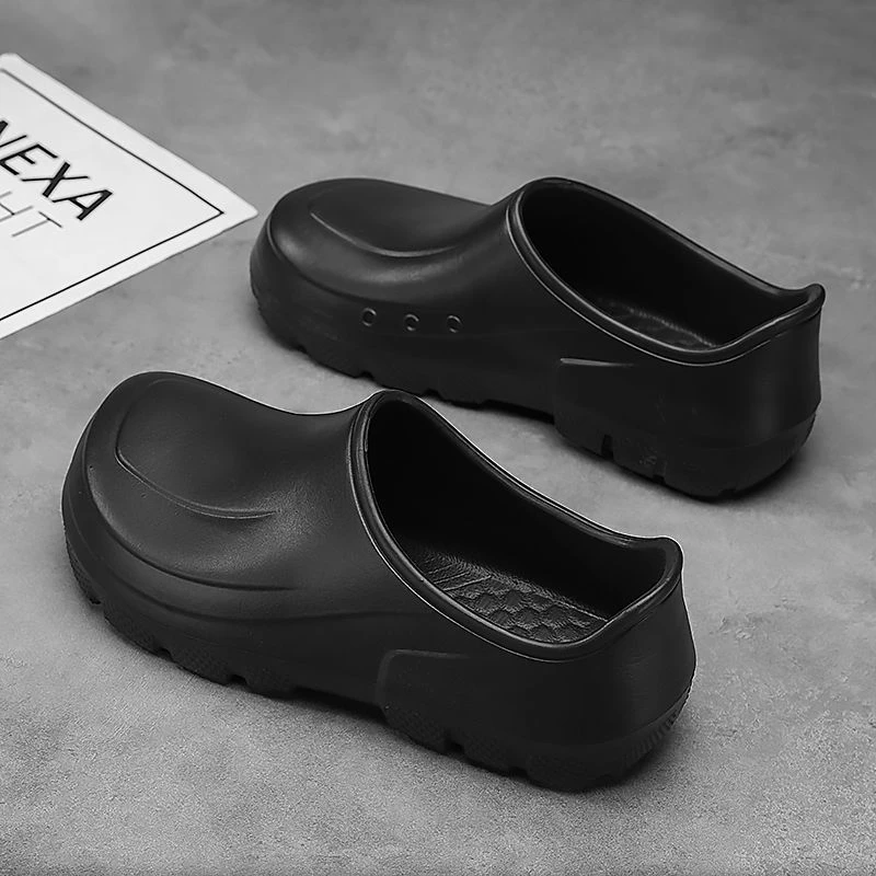 厨师鞋男士夏季2025新款防滑防臭软底防水厨房工装鞋黑色劳保鞋男