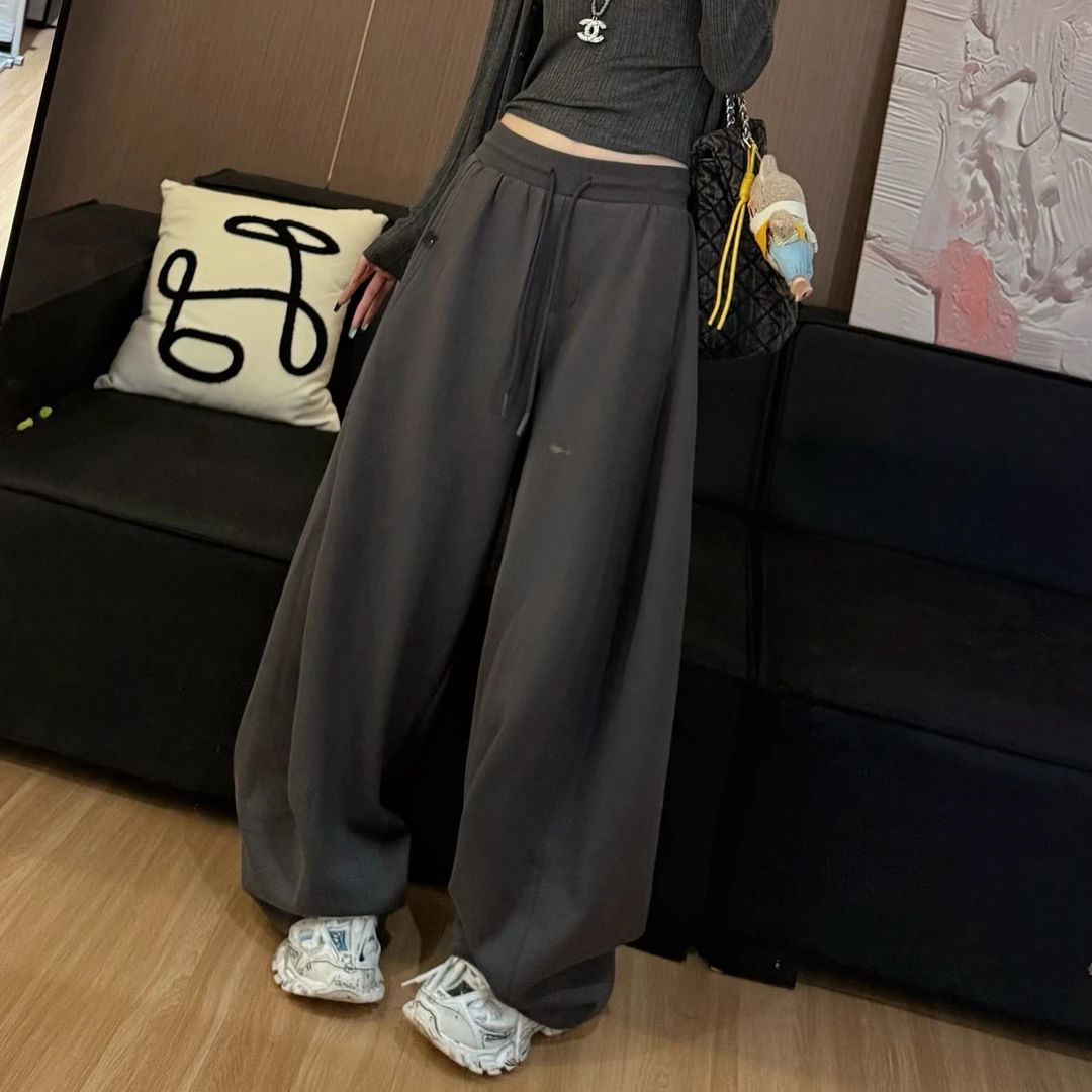 【LLU李】新款松紧腰卫裤宽松显瘦百搭休闲裤阔腿裤简约 LLU-861907