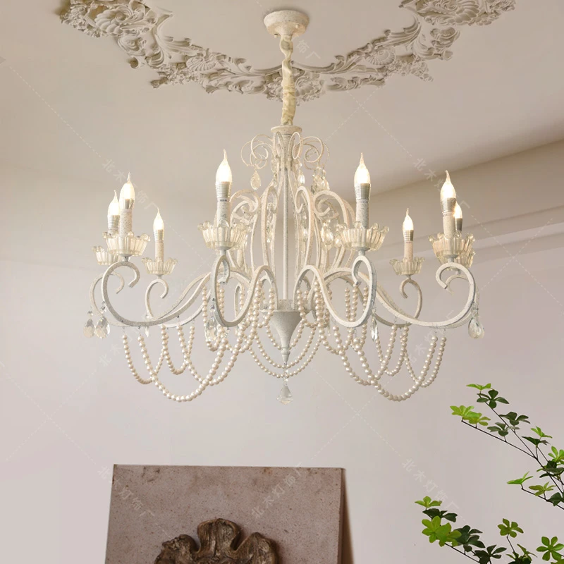 法式复古水晶吊灯客厅餐厅卧室美式乡村田园铁艺别墅民宿越层灯具