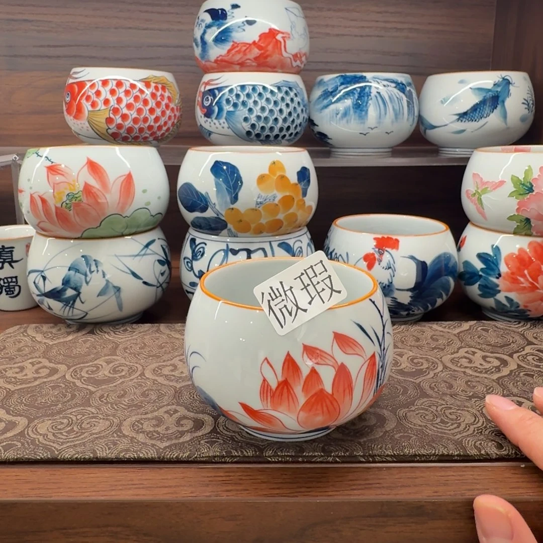 釉下手绘茶具微瑕