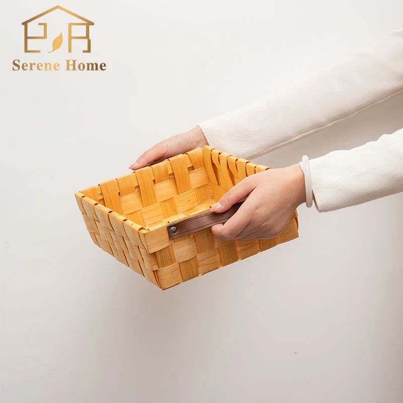 日式手工编织面包筐西餐厅桌面早餐零食手提收纳篮水果篮野餐篮子