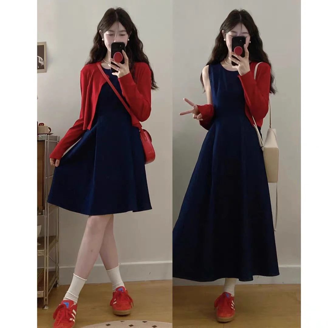 实拍大码梨形身材连衣裙女2025新款春季休闲背心裙胖MM遮肚子裙子