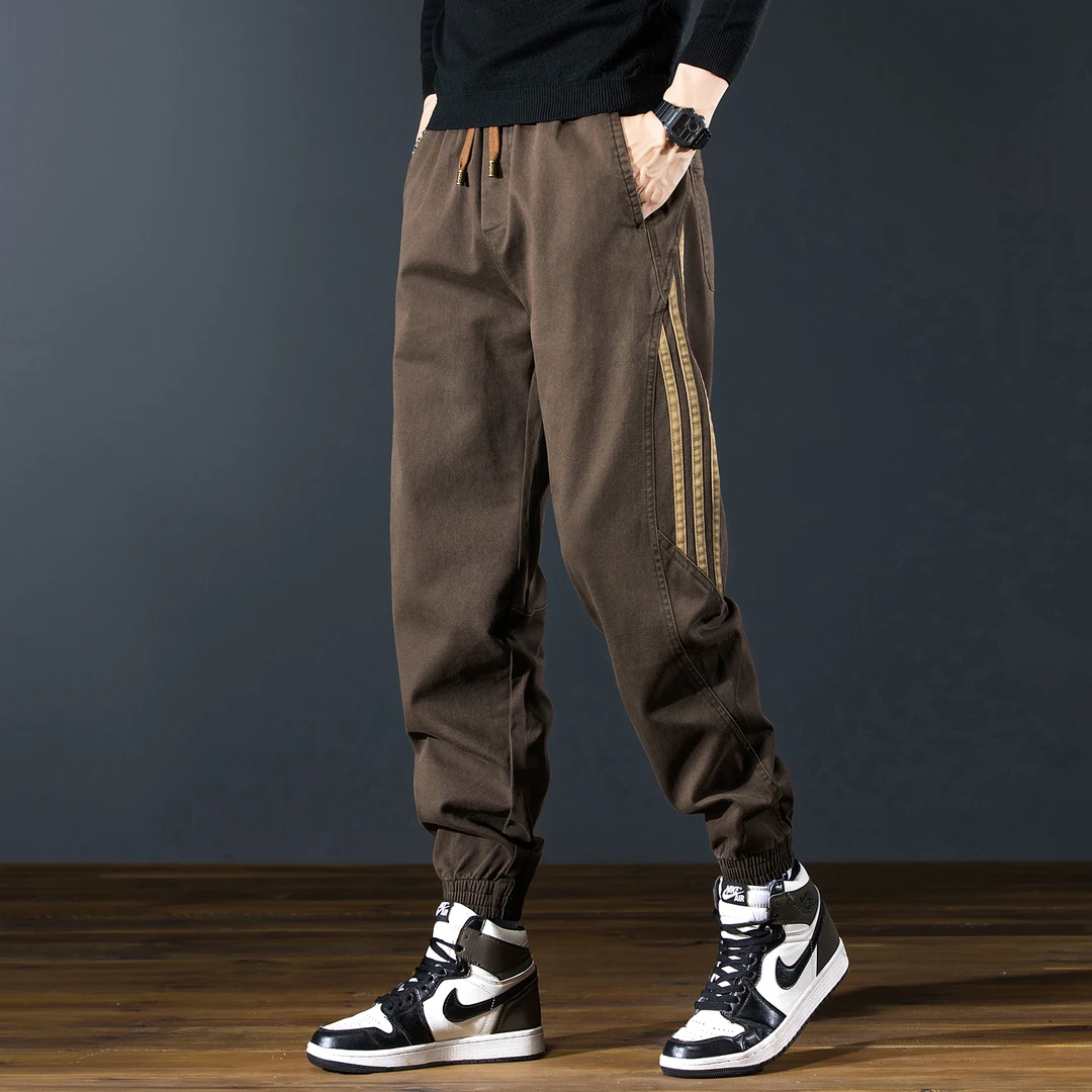 MR.MUDI/穆迪先生美式重磅条纹休闲裤男潮牌2025秋冬宽松束脚裤