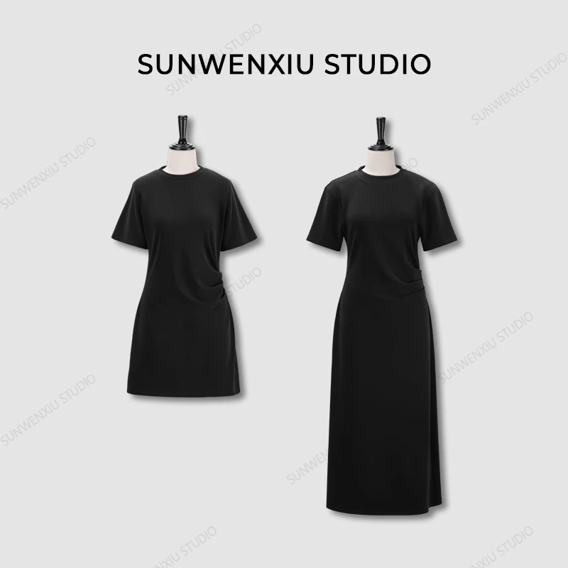 swx studio2店 “棉花糖”显瘦20斤超舒服褶皱收腰连衣裙