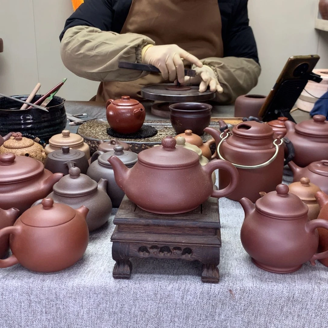 紫泥茶壶矮潘230c半手工制作