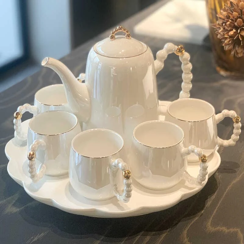 高档陶瓷水具套装高颜值水杯水壶套装乔迁茶具家用客厅轻奢高级感