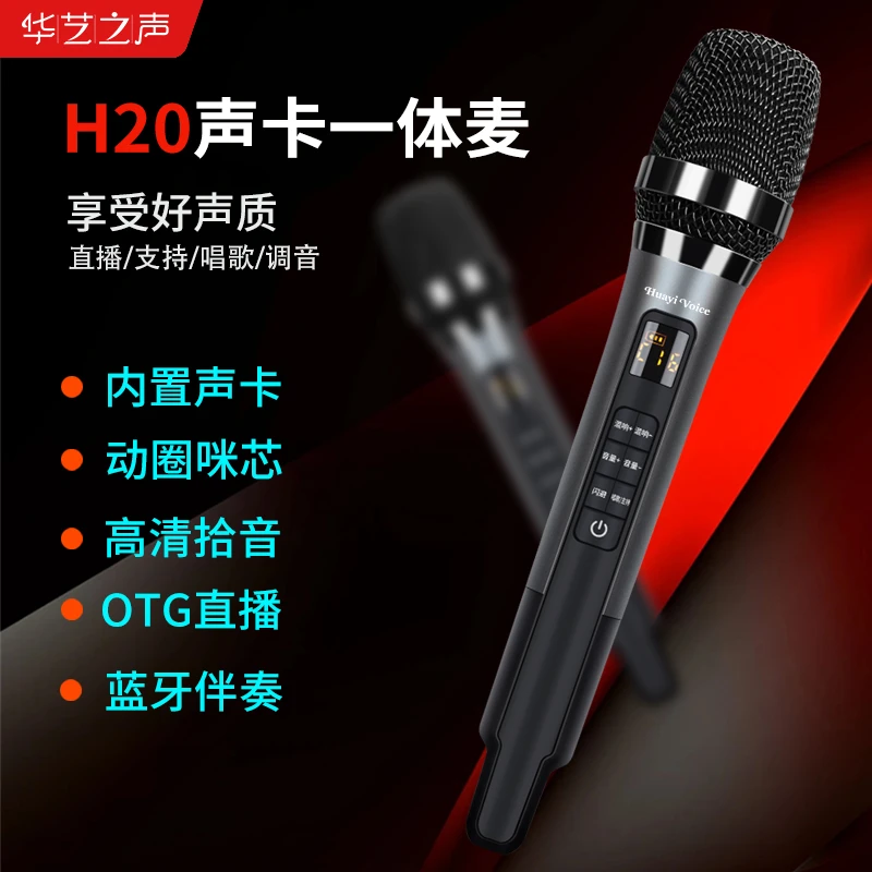 华艺之声H20有线声卡动圈麦克风套装蓝牙唱歌连接音响麦降噪专业