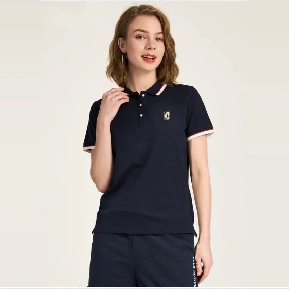 圣弗莱 女士夏季学院风修身短袖POLO衫女休闲翻领T恤无吊牌同步