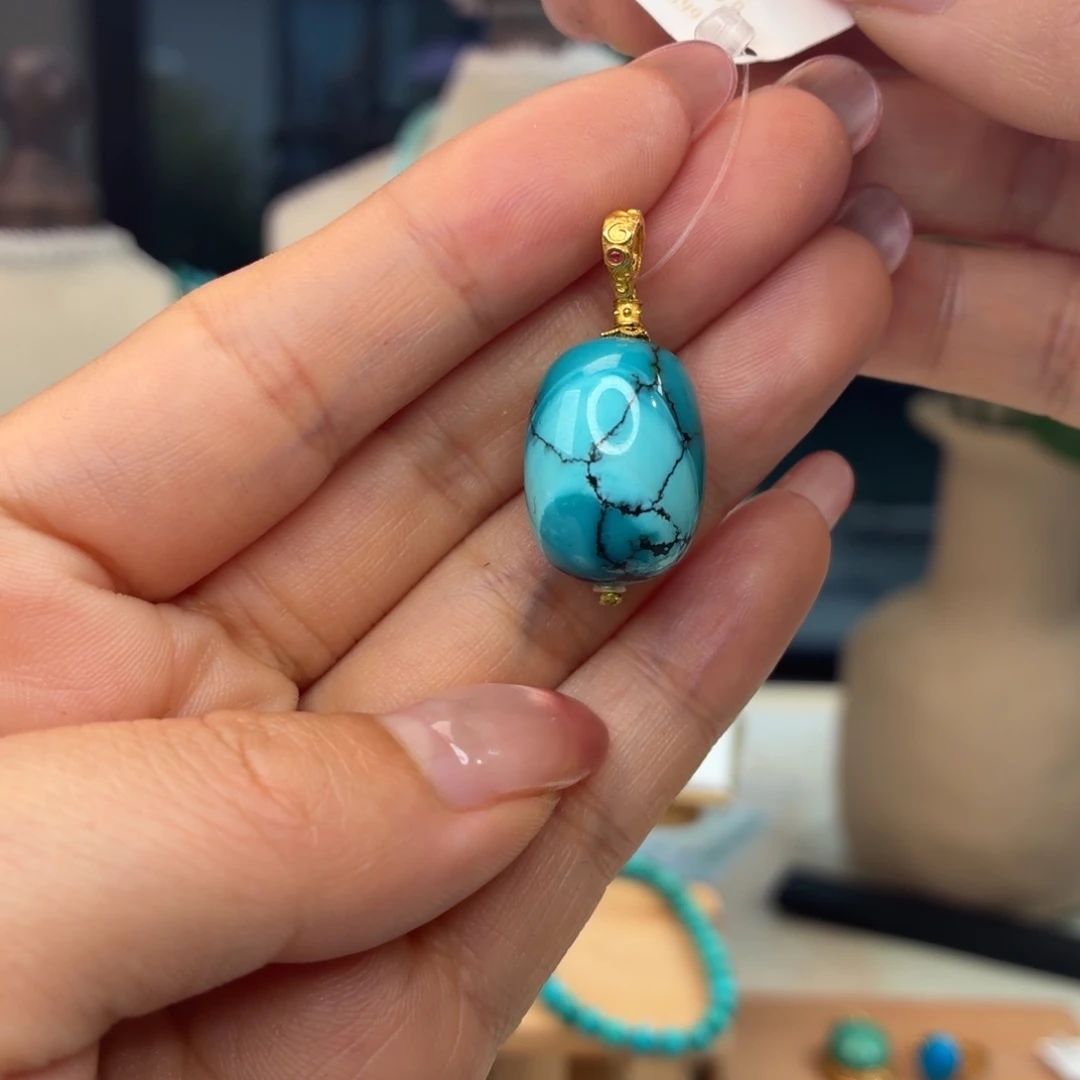 绿松石18K金镶嵌项链