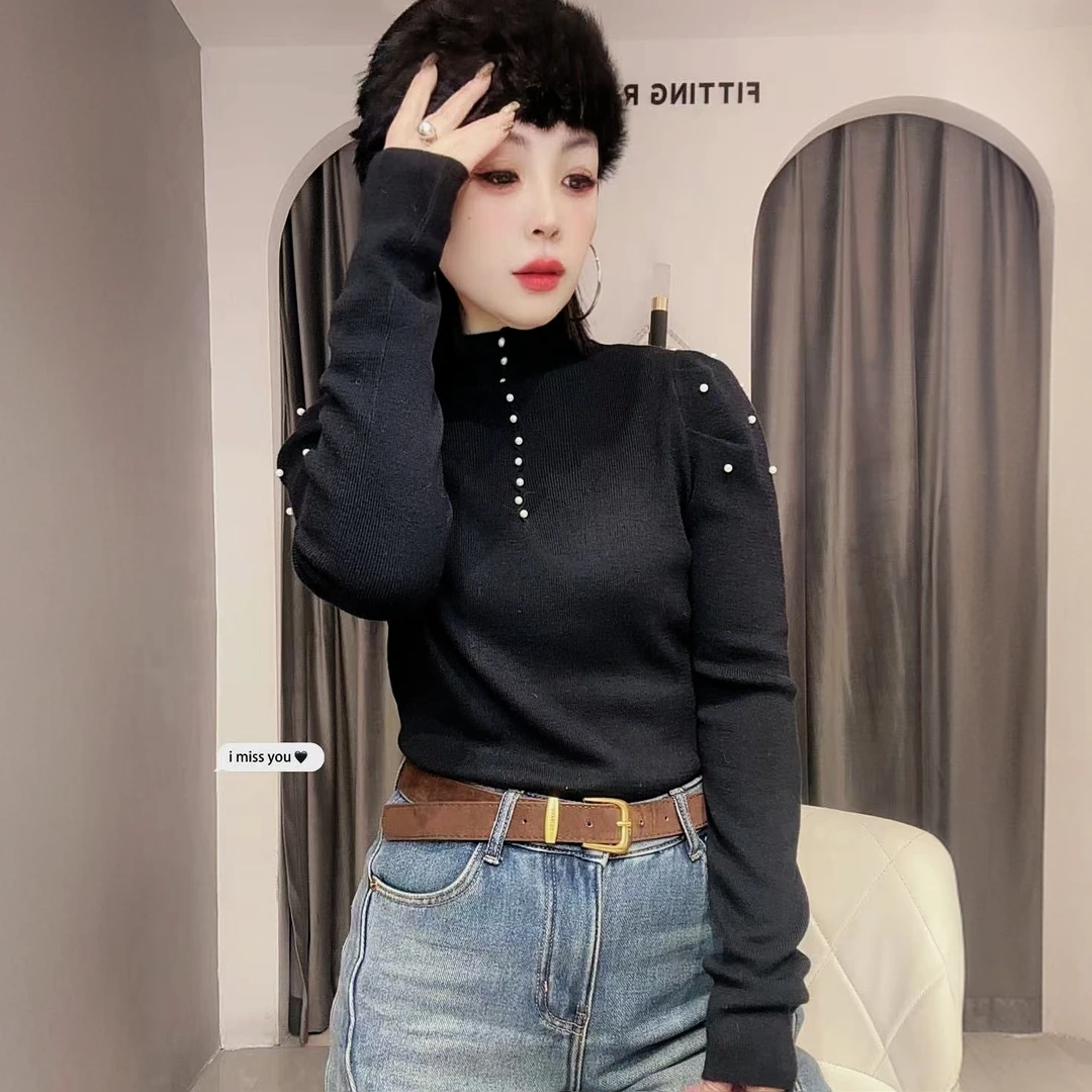 【依尚精选】欧货洋气针织时尚显瘦修身半高领针织ins秋冬细羊毛衫