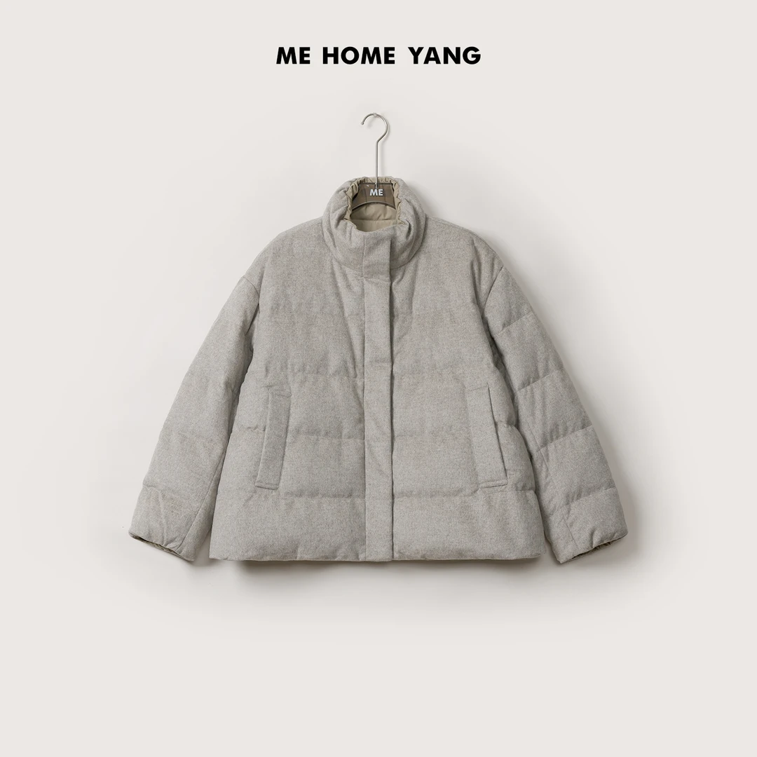 ME【波士顿】白鹅绒100绵羊毛原色双面穿保暖百搭羽绒服MEQA5409