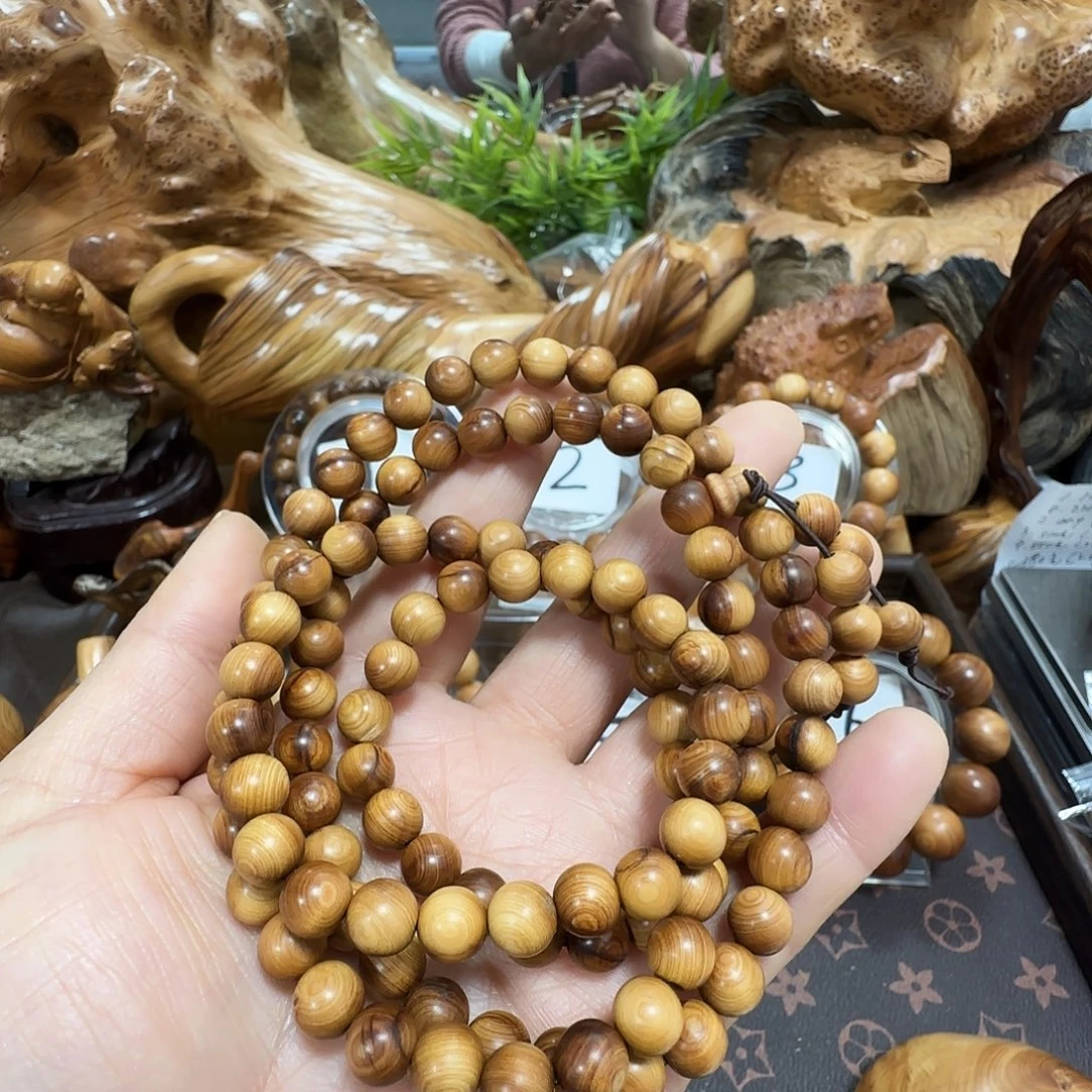 柏木（崖柏）太行崖柏陈化黑油0.8瑕疵108颗闻香手串