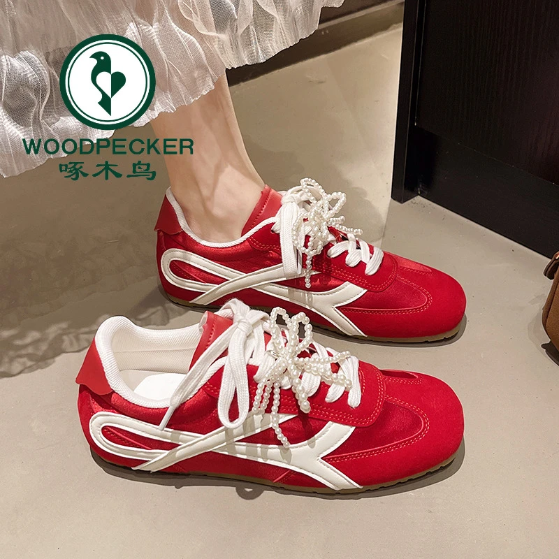 啄木鸟内增高~美式复古时尚德训鞋女2025春夏新款百搭软底慢跑鞋
