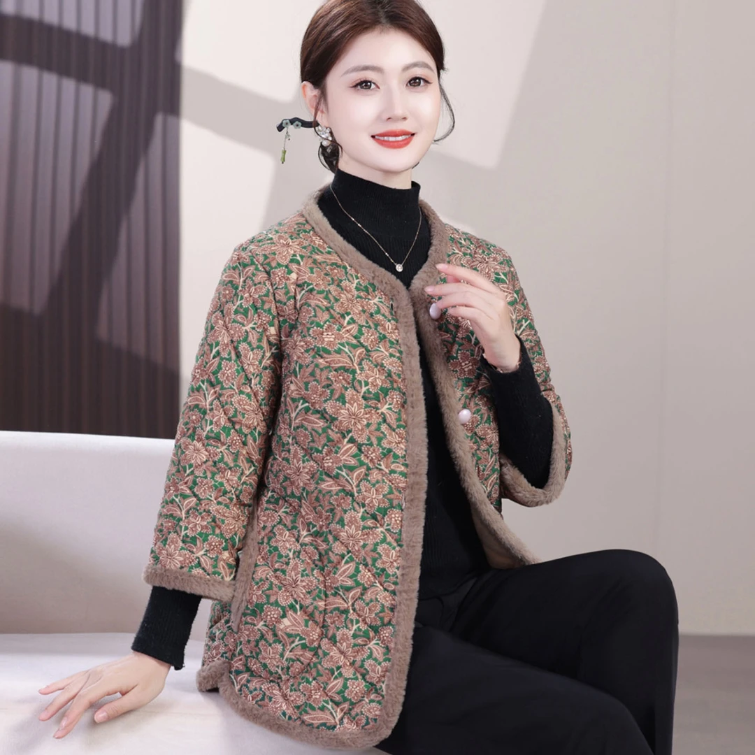 中老年女装七分袖棉衣秋冬季加绒加厚妈妈装短袖马甲棉袄马夹外套