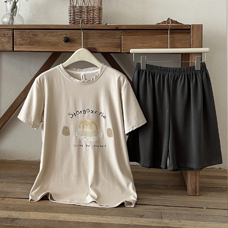 2025新款睡衣女夏季短袖短裤薄款高初中学生韩版夏天休闲卡通套装