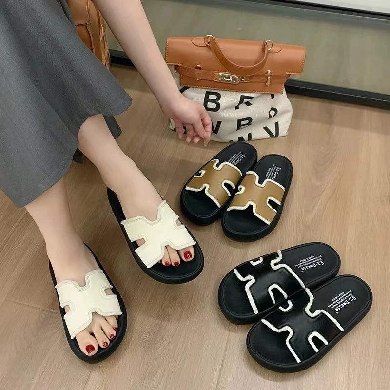 夏款法式拖鞋女新款配裙子仙女风透气拖鞋T78