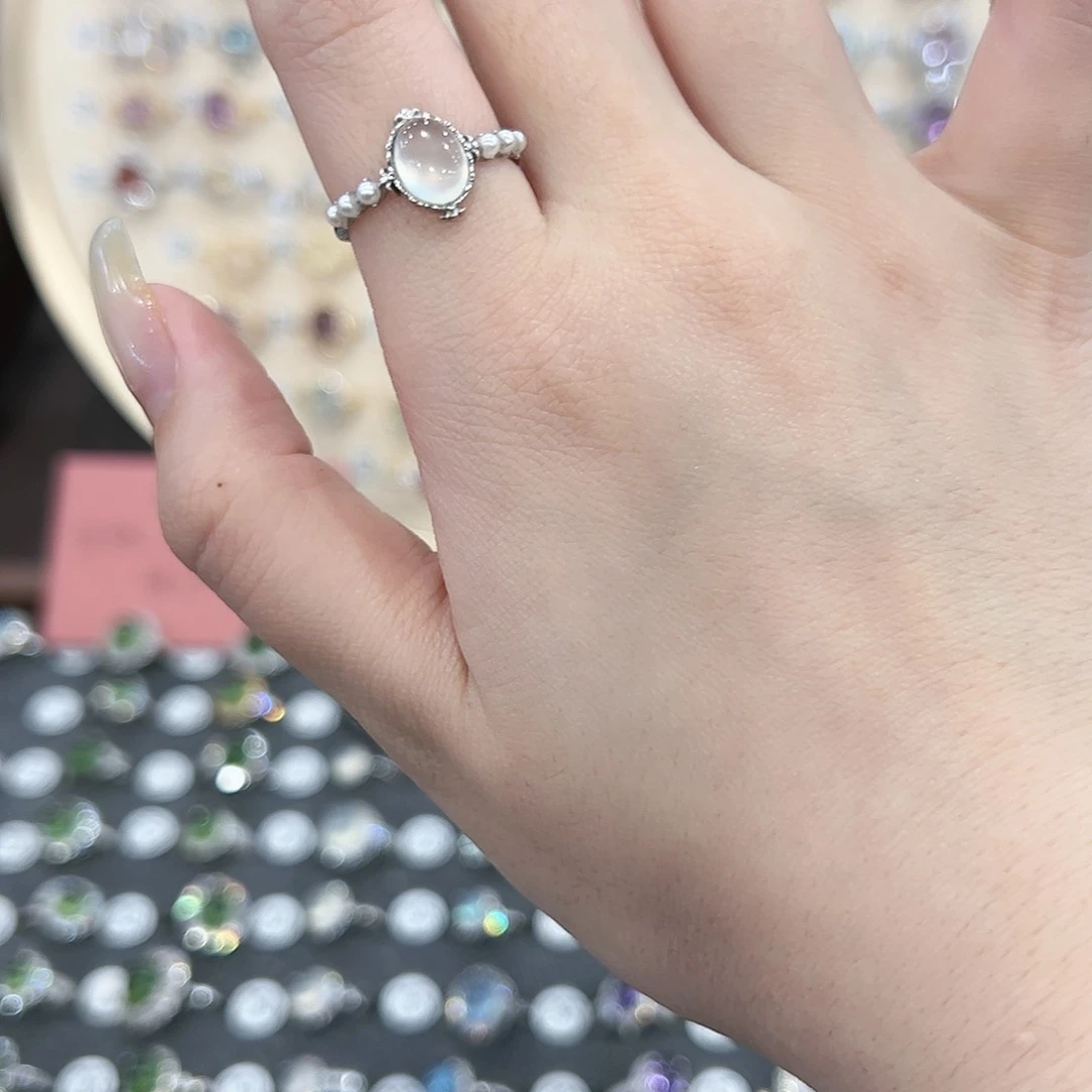 蛇纹石玉戒指银S925镶嵌爱****滚