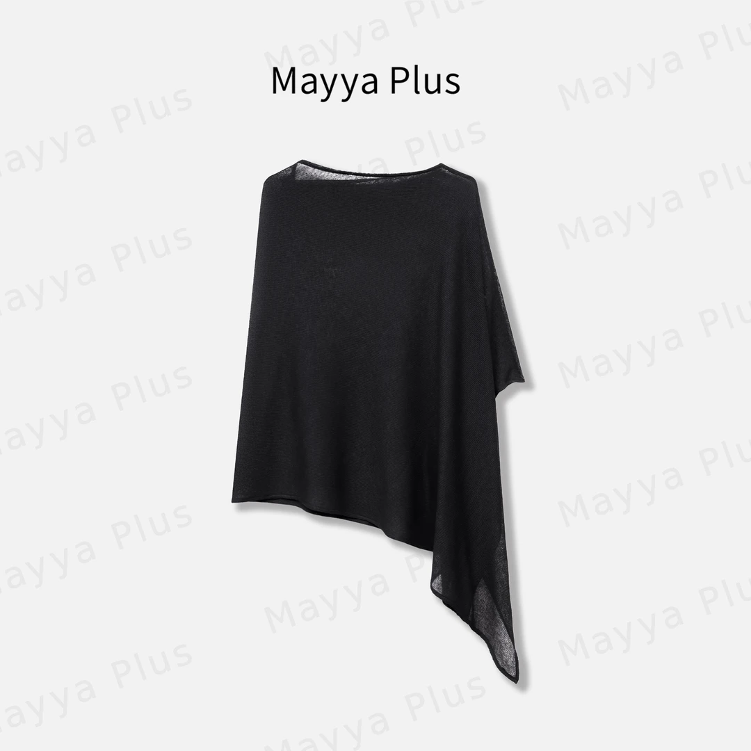 【黑魔法】Mayya Plus麦芽定制黑色高级感显瘦外搭罩衫披肩32536218