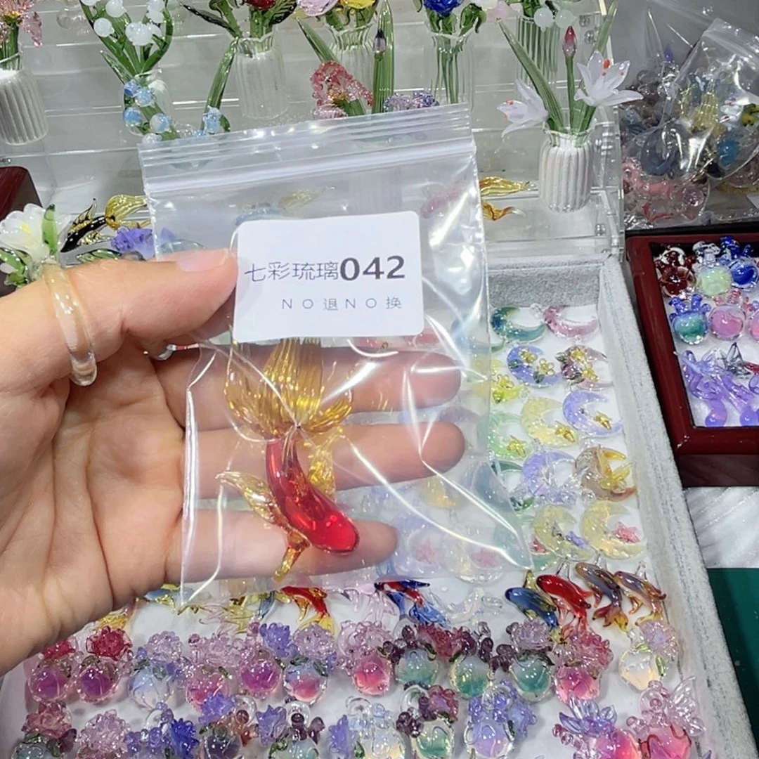 吊坠(不含链)琉璃42红色锦鲤
