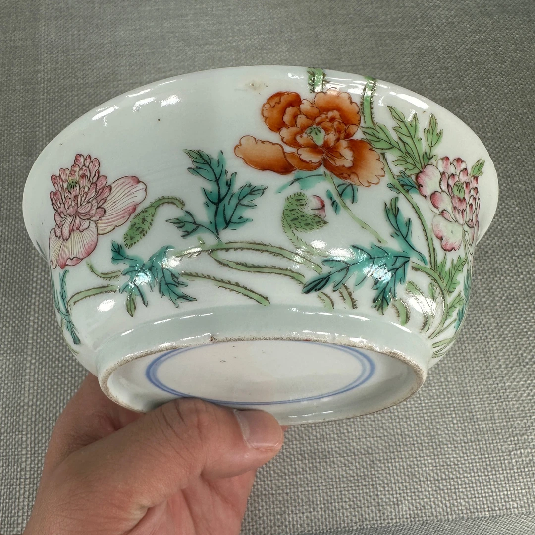 LF-2601024清晚期·粉彩花卉墩式碗【古董拍卖】