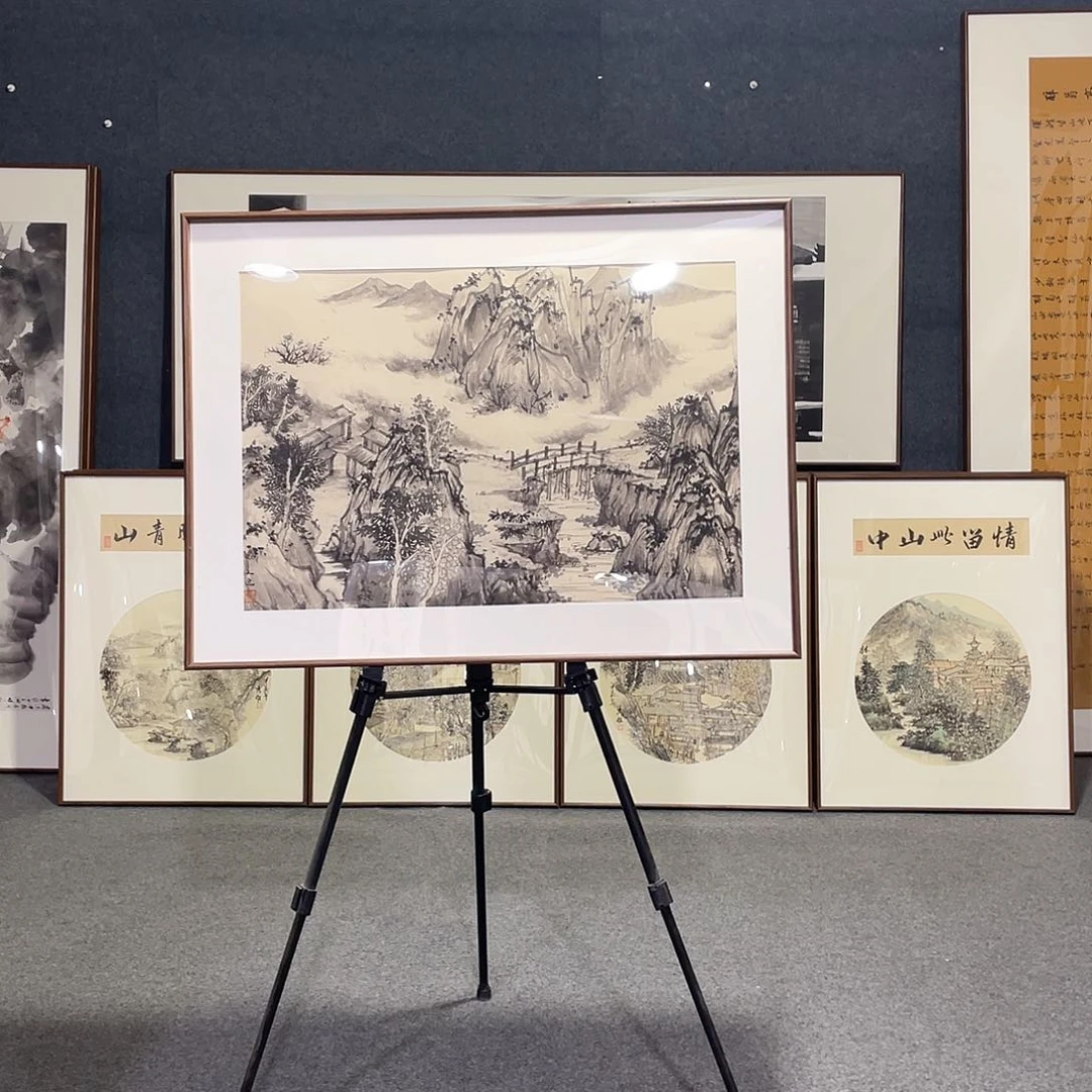 国画手绘画作品带框