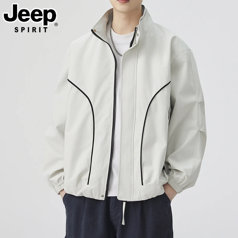 JEEPSPIRIT吉普春秋男士夹克衫潮流时尚休闲防风衣服户外立领外套