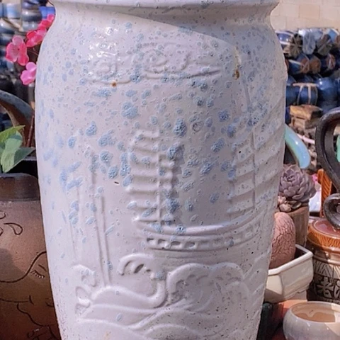 紫砂花盆口20高度42白色