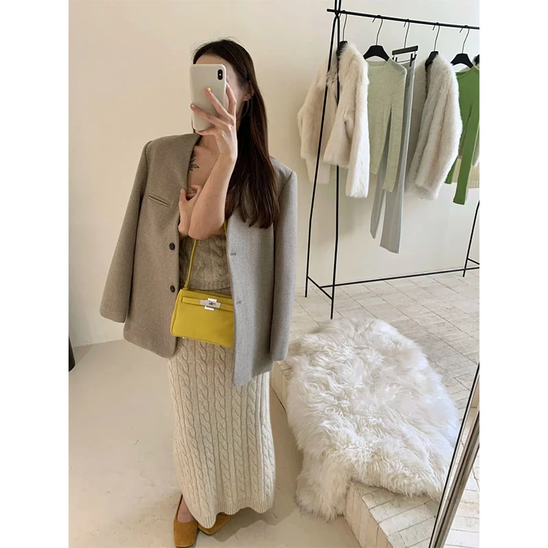 2025早秋季新款修身网红穿搭宽松外套上衣显瘦内搭时尚半身裙套装