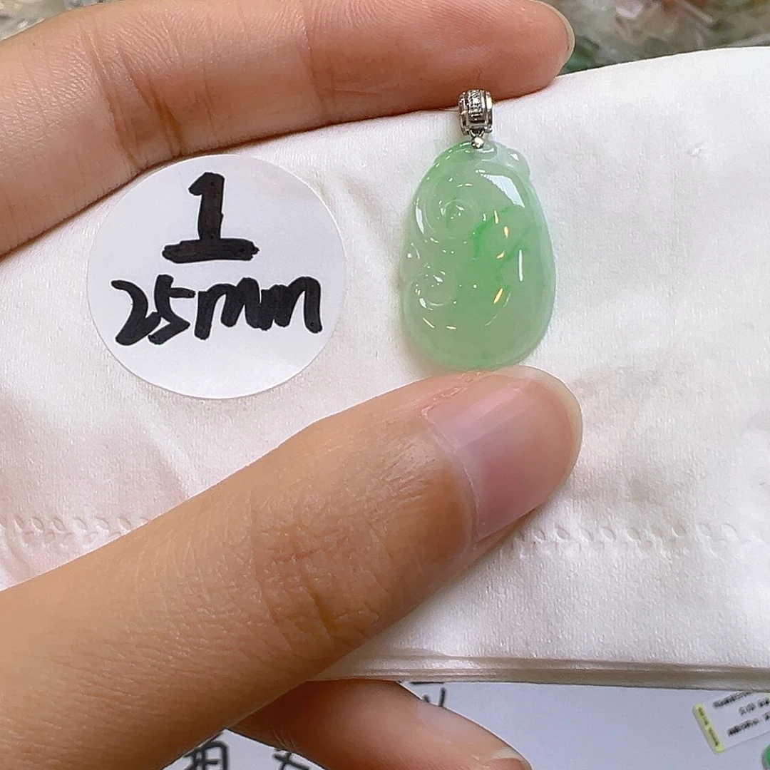翡翠18K金镶嵌吊坠(不含链)翡翠