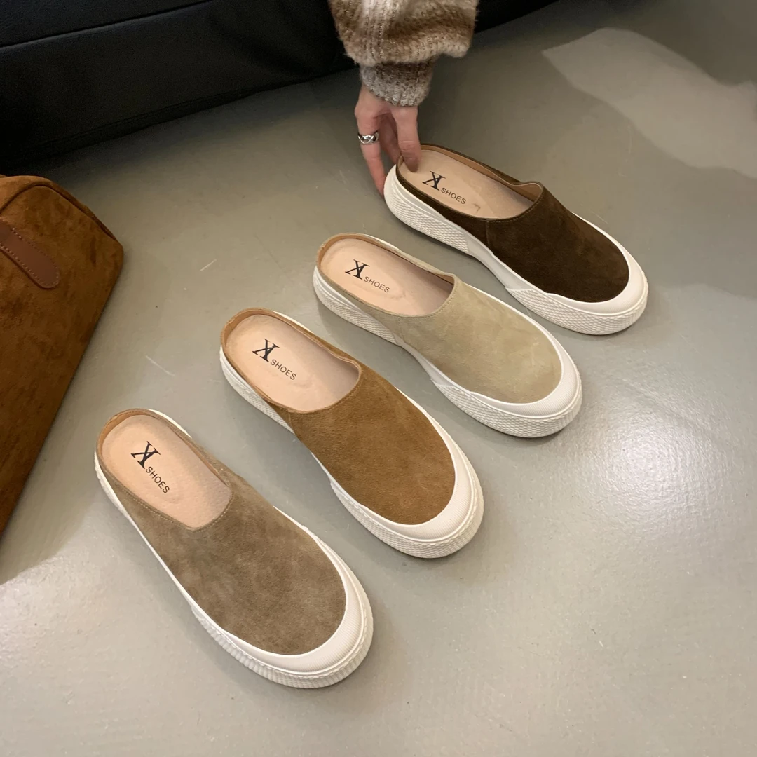 2025欧美风松糕底包头厚底包头拖软底春秋时尚厚底复古休闲半拖鞋