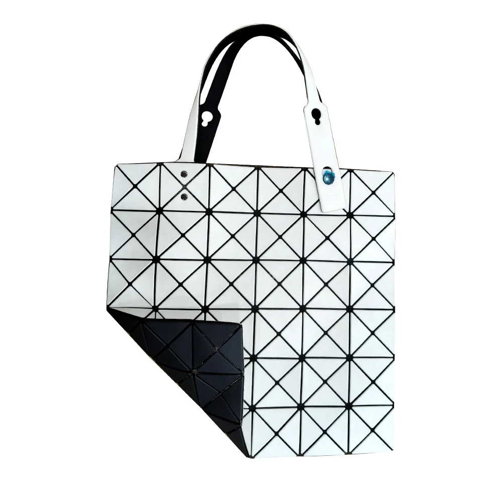 【六格双面白色拼黑色】时尚百搭经典菱格单肩手提大包