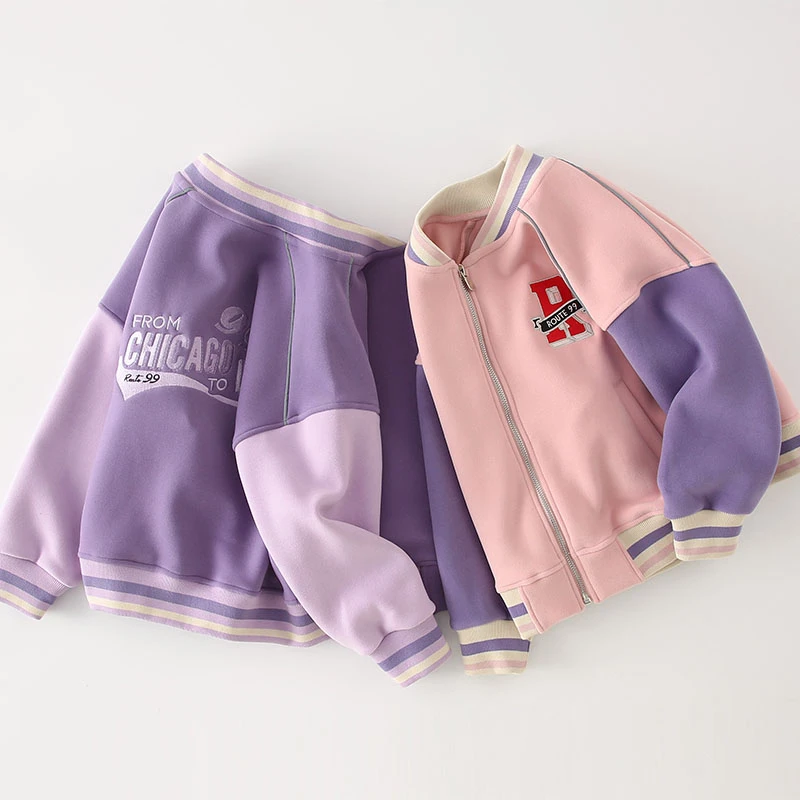 秋冬季儿童拼接防风中大童外套夹克7512