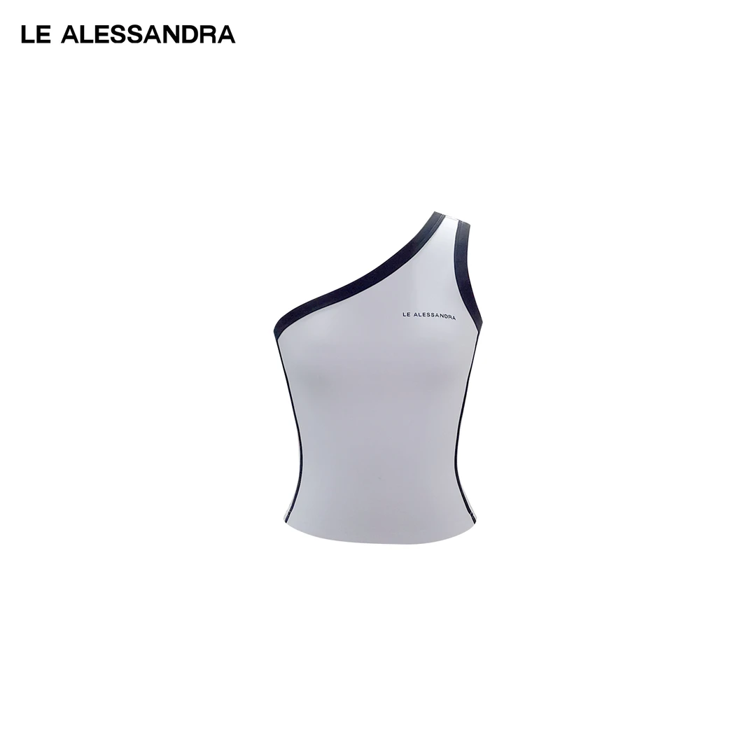 品牌直营 LE ALESSANDRA 夏日特辑 斜肩不对称撞色背心