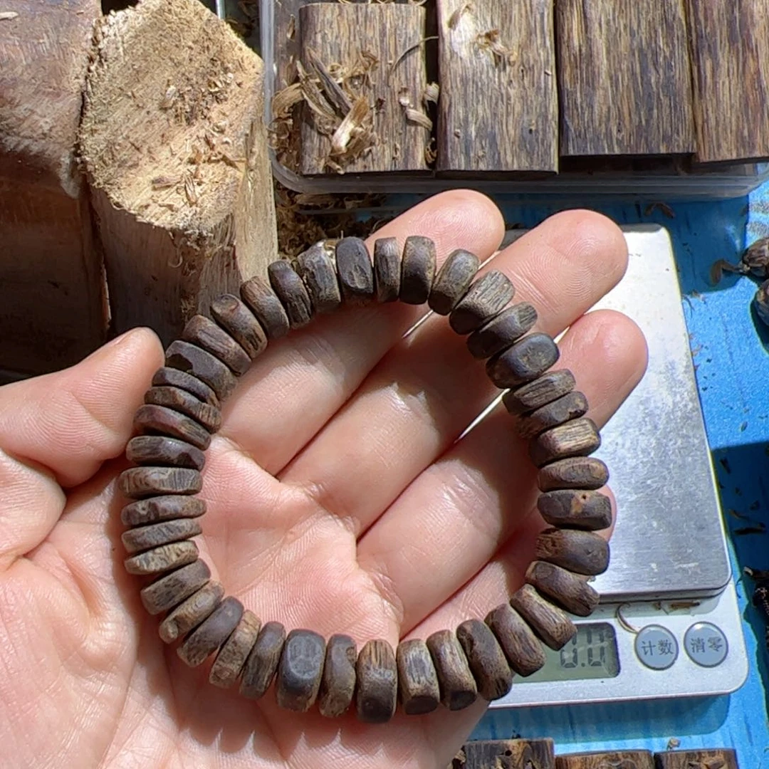 沉香手串老白棋随形单圈19克+