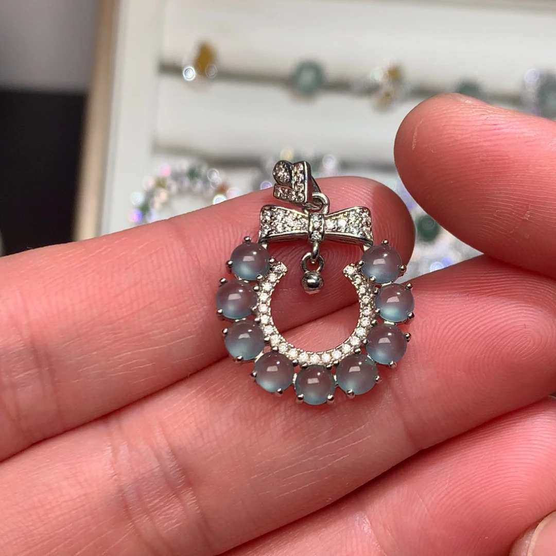 翡翠耳饰银S925镶嵌0001